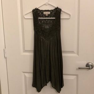 Dark green flowy tank